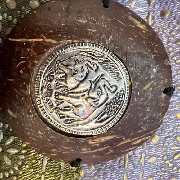 Artisan Thai Boho Bag Purple/green with black Cotton-strap Wooden Beads & Button - Picture 7 of 13